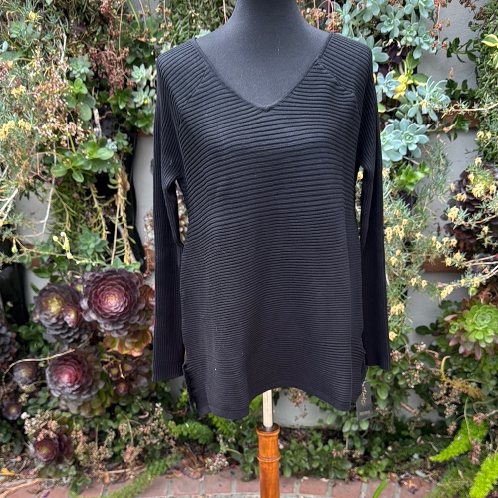 Thalia Sodi Black Ribbed Long Sleeve Sweater